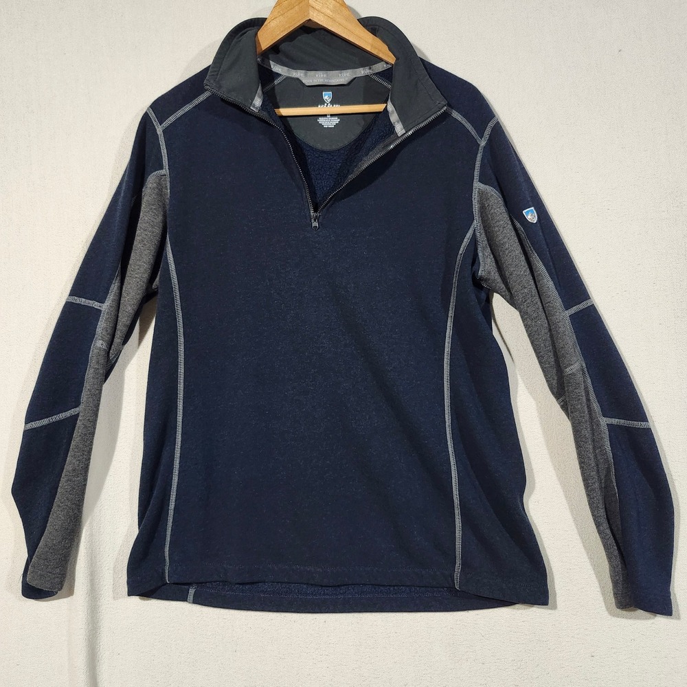 Kuhl Interceptr Mens Medium Navy Blue 1/4 Zip Fleece Pullover Thumb Loops
